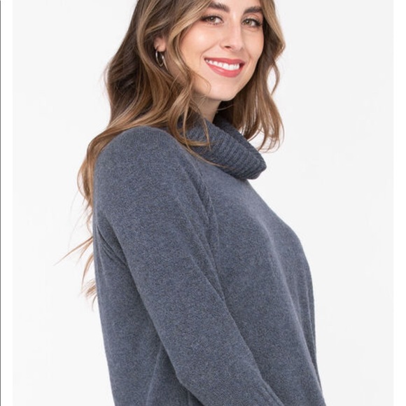 Ribbed Cowl Neck Pullover Bijou Blue - Picture 4 of 16